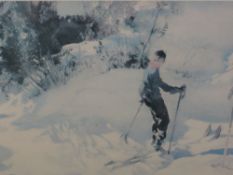 A limited edition print after William Russell Flint, Skier numbered 297/850 27 x 36cm, 57 x 43cm