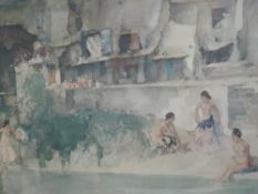 A print after William Russell Flint Bathers signed 50 x 67 cm framed and glazed