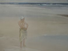 A limited edition print after William Russell Flint Lady On Beach 65/850 signed 50 x 67 cm framed