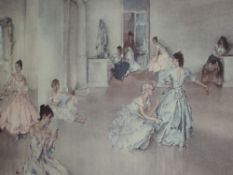 A print after William Russell Flint, Dressing For The Operata, signed framed and glazed 40 x 67cm