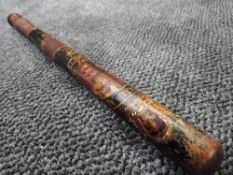 A ceremonial police truncheon bearing arms and French motto 46 cm long