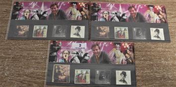 Three sets of Royal mail millennium postage stamps for June 1999, which include a Freddie Mercury