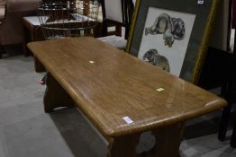 A modern oak coffee table Ercol style approx. 122 x 47cm