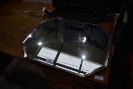 A vintage frameless canted wall mirror, width approx. 46cm