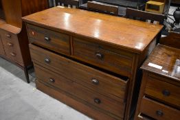 A Victorian mahogany chest of two over two drawers, having copper handles, width approx 123cm