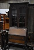 An early 20th Century mahogany bureau bookcase , approx. Height 205cm, width 76cm