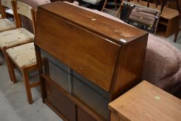 A vintage sapele bookcase with double bookcase under, width approx. 91cm