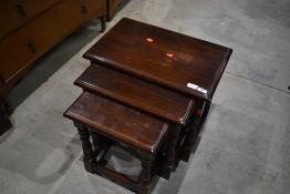 A nice quality reproduction nest of three tables, labelled Reprodux by Bevan Funnel