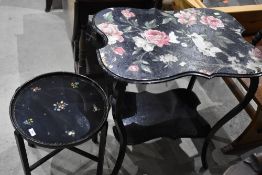 Two Victorian style ebonised tables