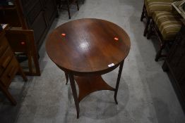 An Edwardian mahogany and inlaid circular occasional table, diameter approx. 58cm