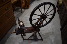 A traditional spinning wheel