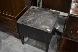 A stained frame commode, would convert to a novelty garden planter as is complete with chamber pot