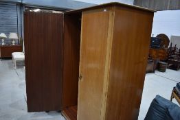A vintage stag double wardrobe in light stain, width approx. 128cm