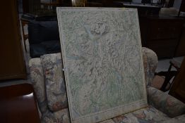 A board mounted map of the Lake District approx. 106 x 85cm