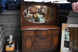 A late Victorian mahogany mirror back sideboard, width approx. 138cm