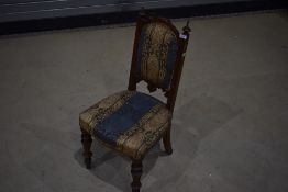 A Victorian maghogany bedroom or childs chair, of small proportions, height approx. 85cm, some