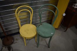 Two vintage painted bentwood chairs