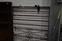 A pair of metal garden gates, in need of restoration, each width approx. 152cm (5ft)
