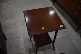 An early 20th Century mahogany side table, square top and undertier, width approx. 43cm