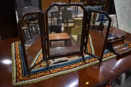 An early 20th Century mahogany triptych toilet mirror