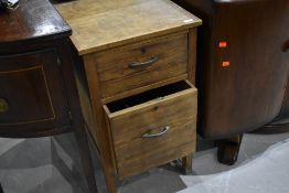 A vintage part pine office pedestal style drawer unit