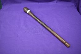 A Tribal wooden club possibly African Knobkerrie or Trowing Club, length 46cm