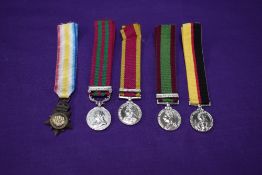 A collection of five Miniature Medals, Kabul to Kandahar Star, China Medal 1900 (boxer rebellion),