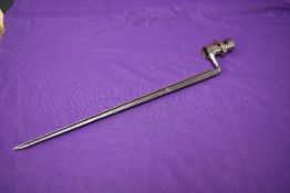 A French Possibly 1777 Socket Bayonet, no marking seen, overall length approx 47cm, blade length