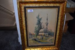 A WW1 framed Watercolour, Looking from the Royal Pavilion Hospital for Indian soldiers during WW1,