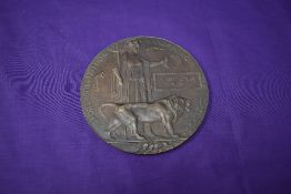 A Bronze WW1 Memorial Plaque, named for Albert Edwin Vain