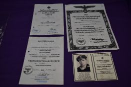 A German WW2 Card bearing photograph and announcing the death of a U-Boat Sailor named Rolf Schuster