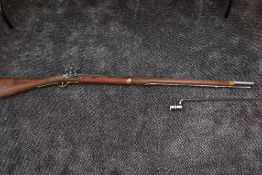 A Denix (Spain) reproduction Flintlock Musket and Bayonet, both boxed