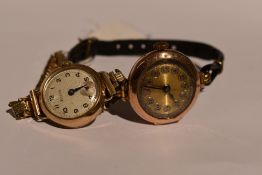 A 9ct gold wrist watch by Avia having an Arabic numeral dial with subsidiary seconds in 9ct gold