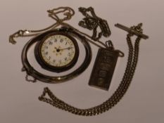 A selection of HM silver including a hinged bangle, Jubilee ingot pendant and chain, watch chain and