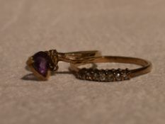 A lady's dress ring having seven CZ chips in a claw set mount on a 9ct gold loop, size P and a 9ct
