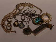 A selection of HM silver and white metal jewellery including locket and chain, Jubilee ingot
