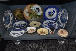 A collection of ceramics including German VBS charger having poppy design,blue and white wear,