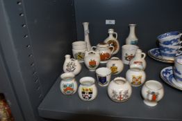 A selection of crested ware, some items of local interest to Appleby and Grasmere etc.