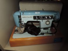 A vintage brother sewing machine and case serial number M768432.