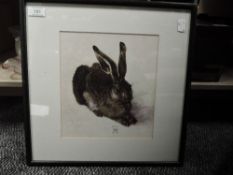 A modern full colour print after Albrecht Durer of a field hare