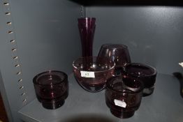 A selection of glass including Caithness.