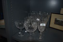 An assortment of vintage wine glasses.