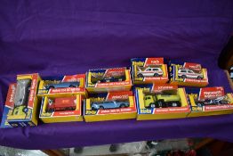 Eight Dinky diecasts, Hesketh 308E Racing Car, boxed 222, Volvo 265DL Estate x2, both boxed 122,