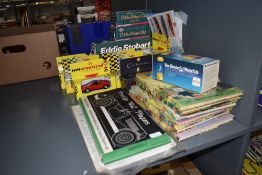 A selection of modern diecasts including Atlas Eddie Stobart, Shell etc, vintage children's annuals,