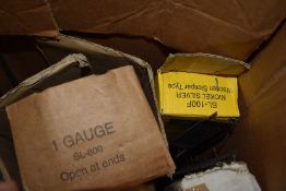 Two boxes of Gauge 1, HO scale and similar track and linings including Peco