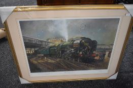 A Framed Print after Terence Cuneo, The Golden Arrow, bearing signature to mount and numbered 590/