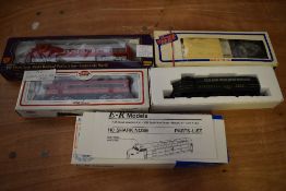 Four American HO Scale Locomotives, IHC Santa Fe, Model Power Pennsylvania, ER Models Baltimore &