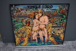 A 1981 Williams Electronic Inc Pin Ball Back Glass, Jungle Lord