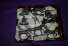 Five early Lead Napoleonic figures on horseback along with two similar military figures