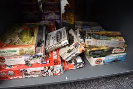 Seven Airfix mixed scale plastic part kits including The Battle of Waterloo, Checkpoint, Coastal